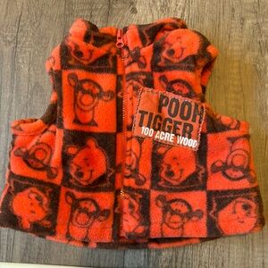 Vintage 2010s Disney Winnie the Pooh Fleece Puffer Lined Vest Orange Tigger 0-3M